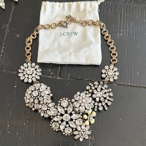 J. Crew Gold-Tone Crystal Floral Bib Necklace with Clear Stones